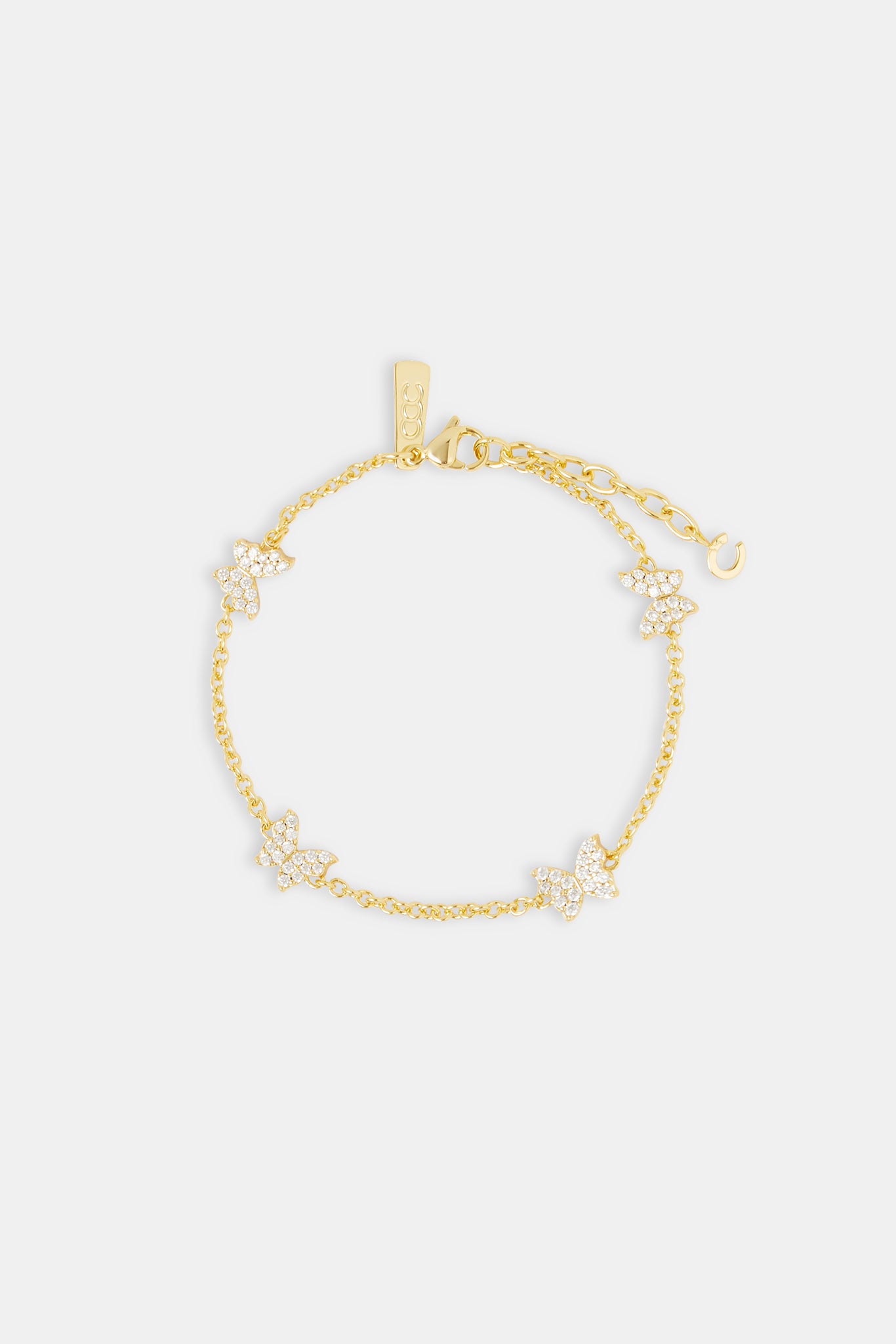 Iced Pave Butterfly Bracelet - 8mm - Gold
